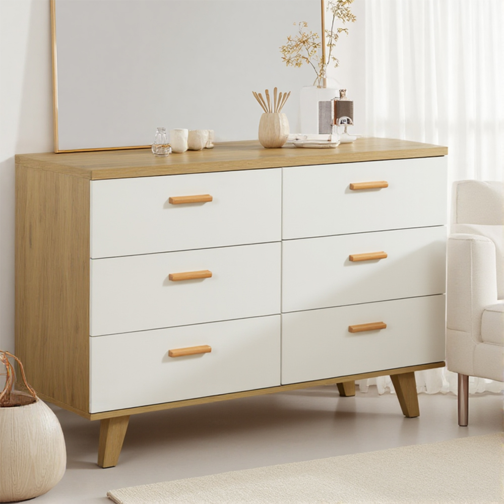 6-Drawer Storage Cabinet With Solid Wood Legs