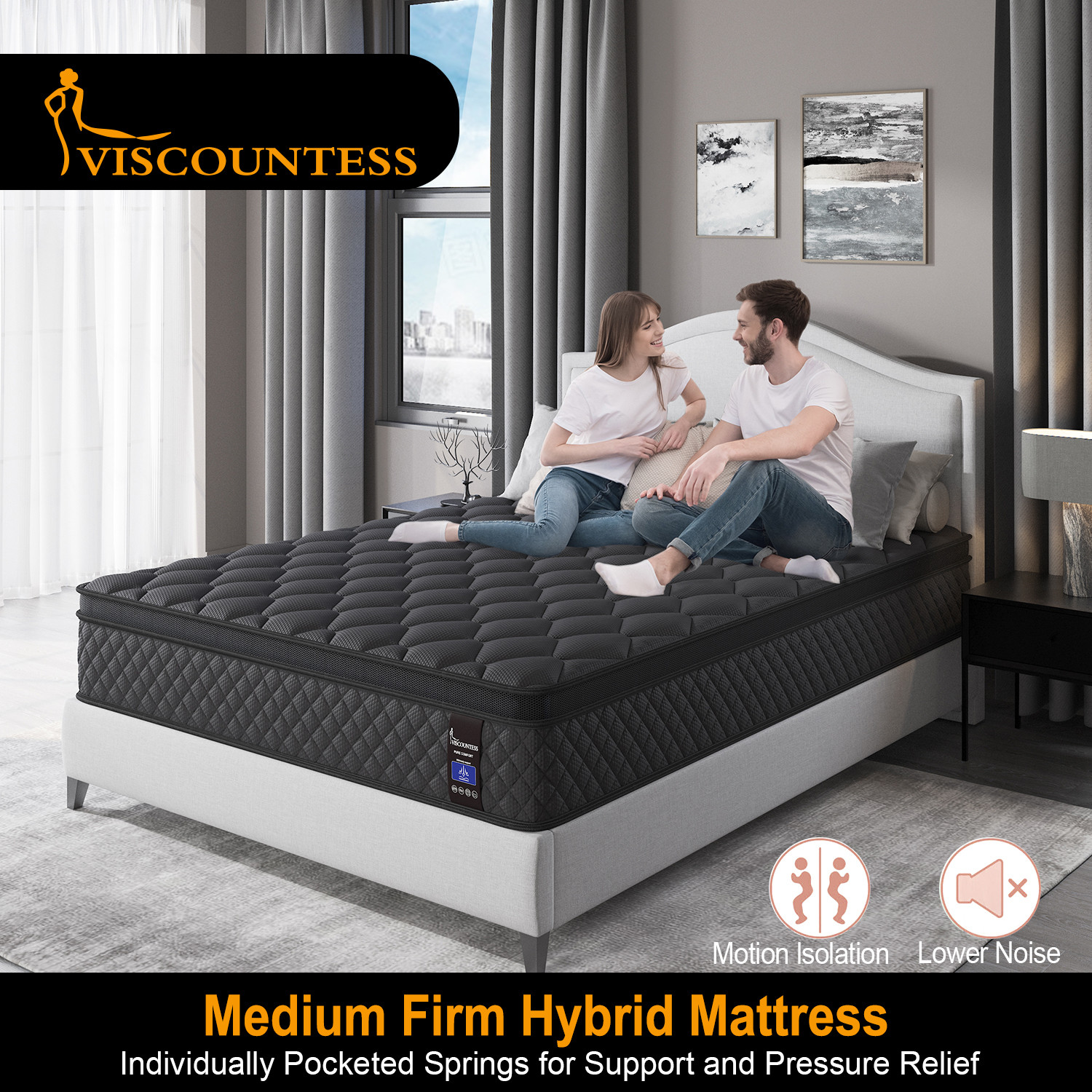 Viscountess 25cm Queen Double King Single Bed Mattress Gel Memory Foam Pocket Spring