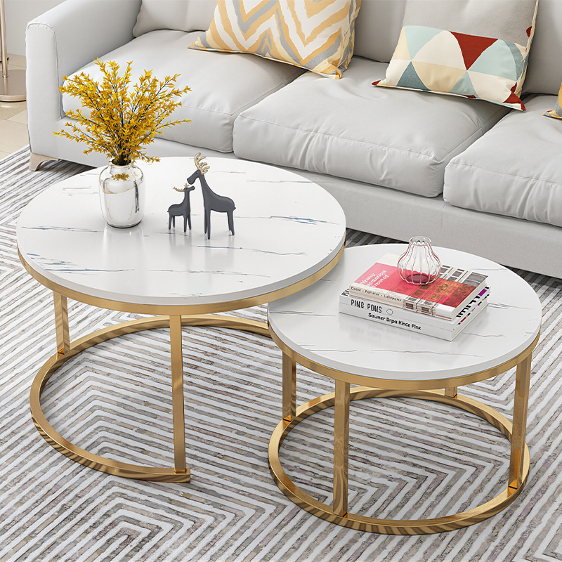 2 Piece Modern Minimalist Round Coffee Table Set
