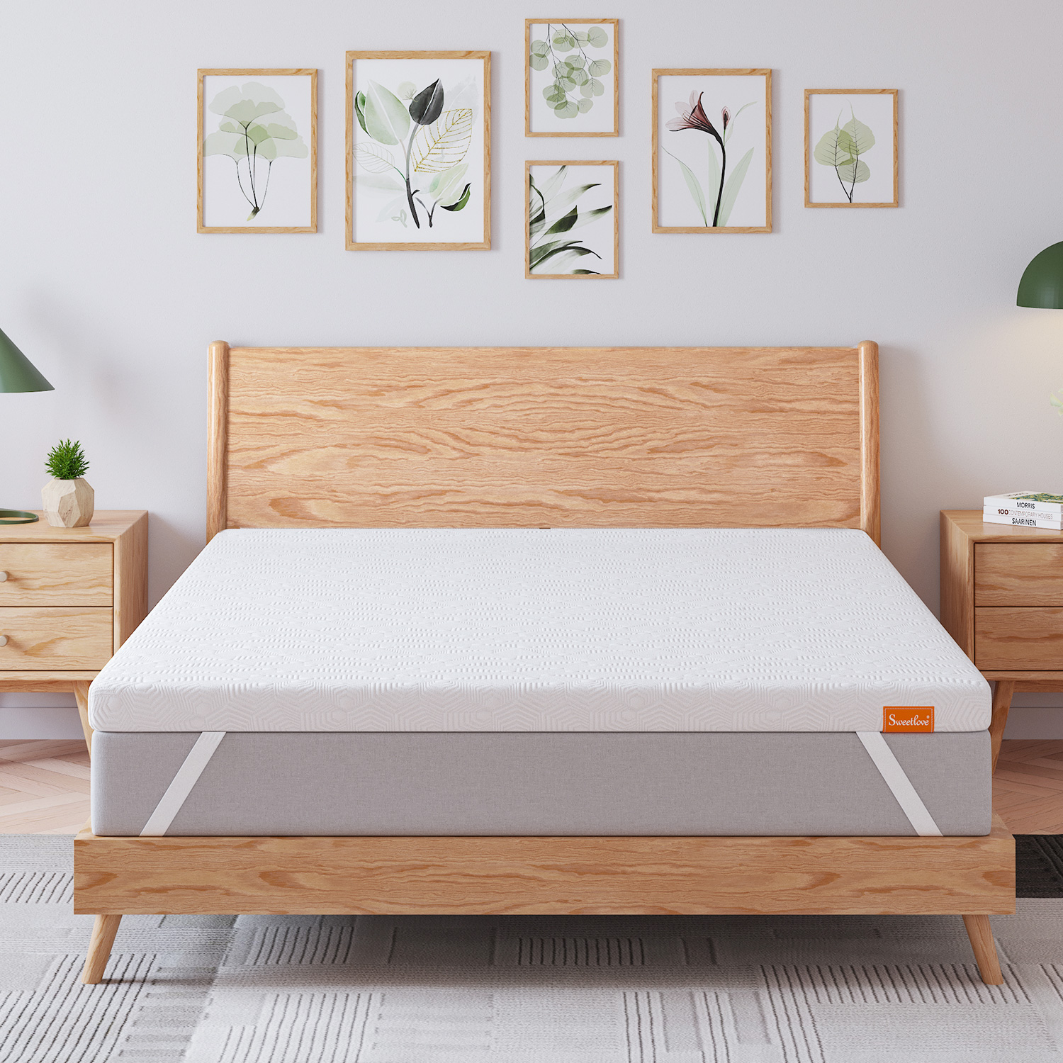 SweetLove Memory Foam Mattress Topper Bamboo Cover Underlay Mat Queen Single Double Gel 8cm