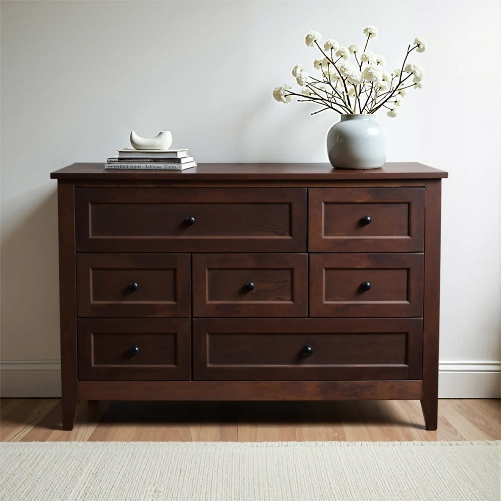 Eeeza 7-Drawer Storage Cabinet in Particle Board with White Finish