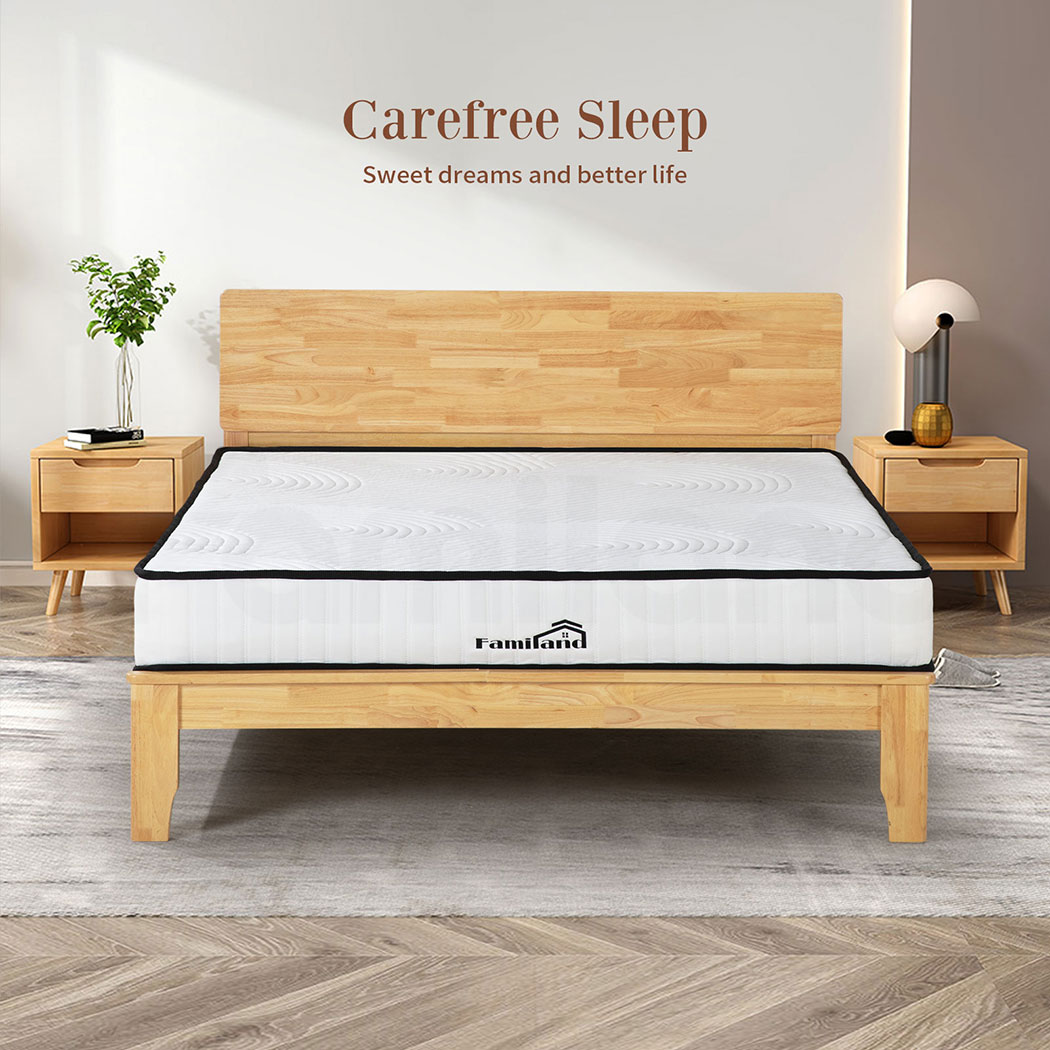 Familand Queen Double King Single Mattress Pocket Spring Memory Foam 22cm White
