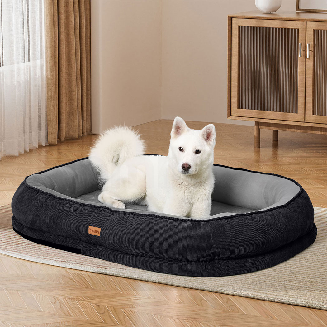 Tedi’s Orthopedic Dog Bed Pet Calming Mat Memory Foam Removable Washable Waterproof Inner Grey