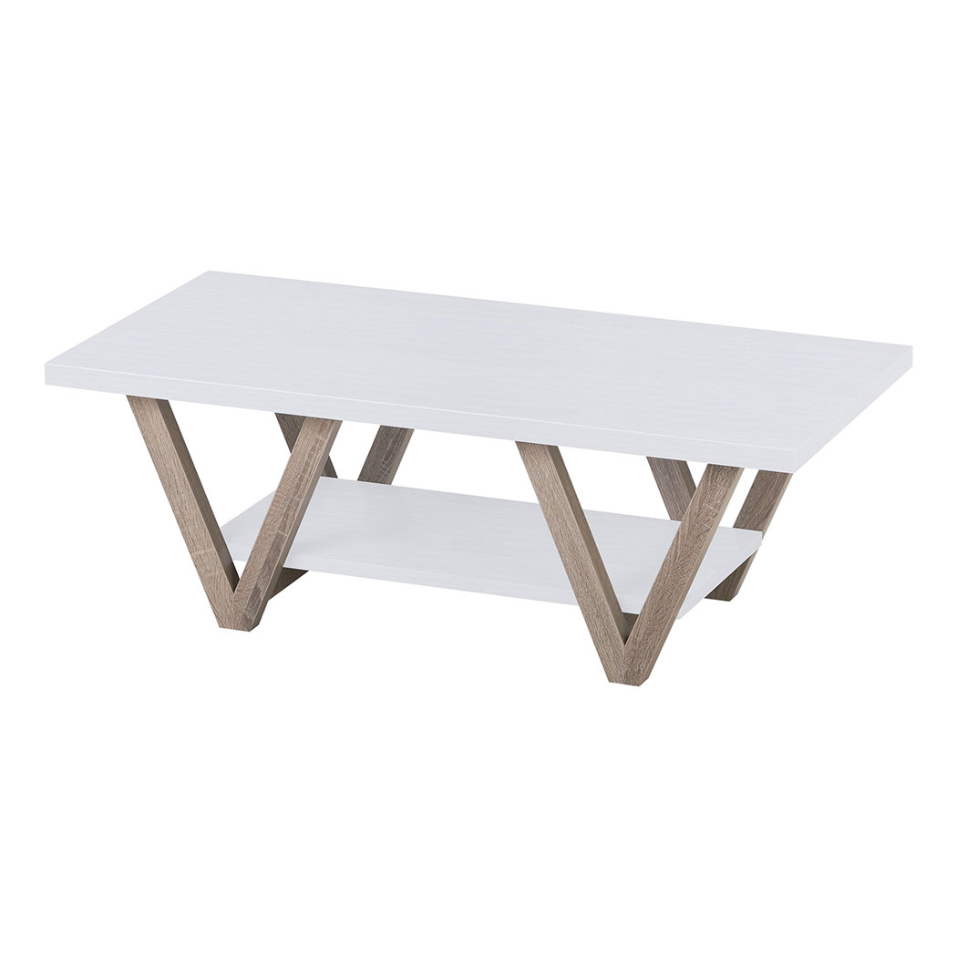 Familand 120cm Coffee Table - Heavy Duty Wooden Frame , 2-Teirs Open Storage Space for Living Room