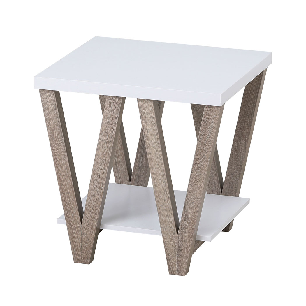 Familand End Side Table - Heavy Duty Wooden Frame & 2-Teirs Storage Space, Bedside Table Night Stand