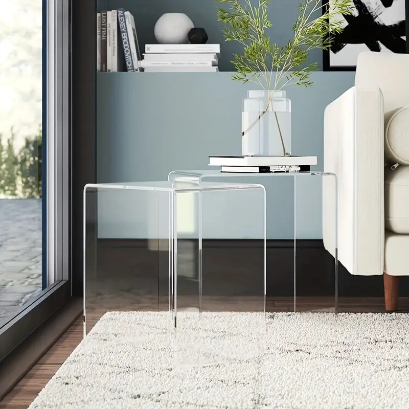Acrylic Side Table,Bedside Table Nightstand for Bedroom Living Room