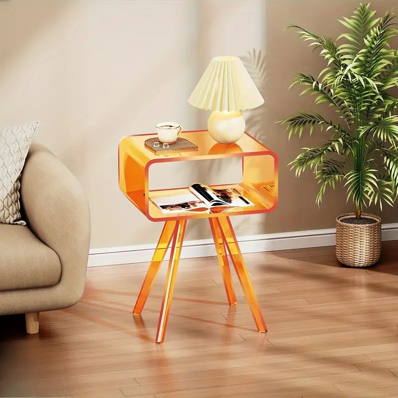 Acrylic Side Table,Bedside Table Nightstand for Bedroom Living Room