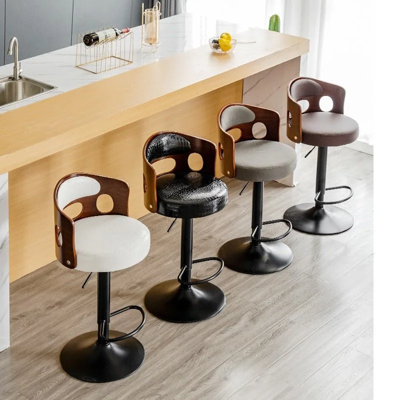 adjustable-black-leather-bar-stool-sleek-swivel-functional