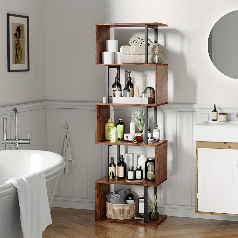 Industrial Vintage Multifunctional Storage Shelf: Sturdy Metal & Wood Construction, Ideal for Office