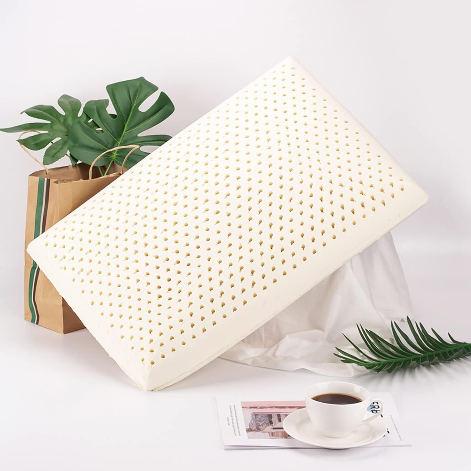 TALATEX Premium Natural Dunlop Latex Pillow - Eases Neck&Shoulder Pain