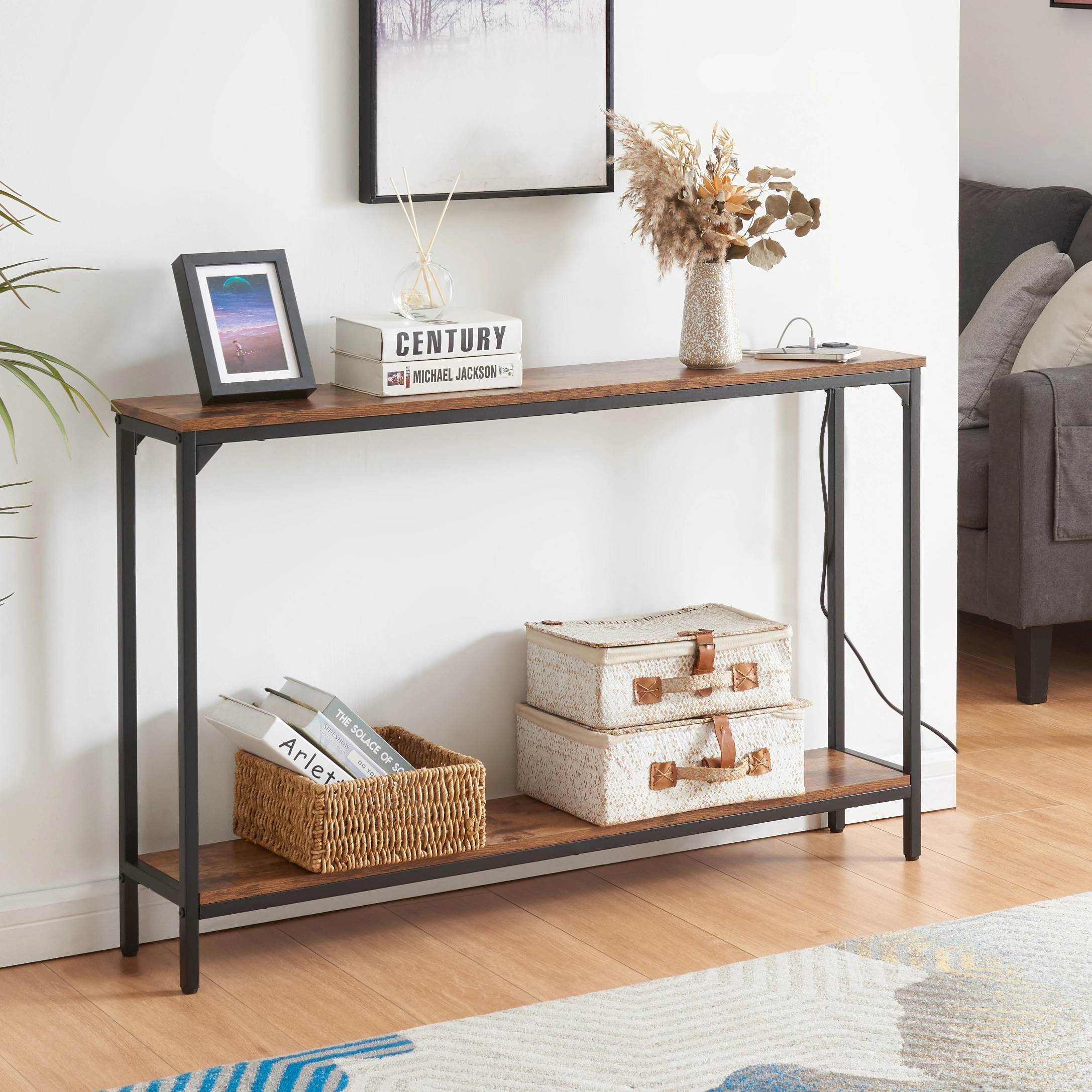 console-table-with-charging-station-2-tier-narrow-sofa-table-c-cst01-br