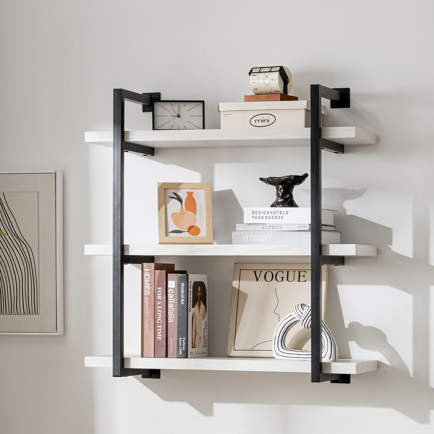 Newmetal Utility Shelving Unit, Wall-Mounted Floating Shelf, 3-Tier Storage Hanging Rack, Industrial