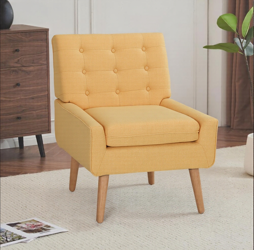 Modern Yellow Comfortable Multi-Functional Fabric Upholstered Accent Chair
