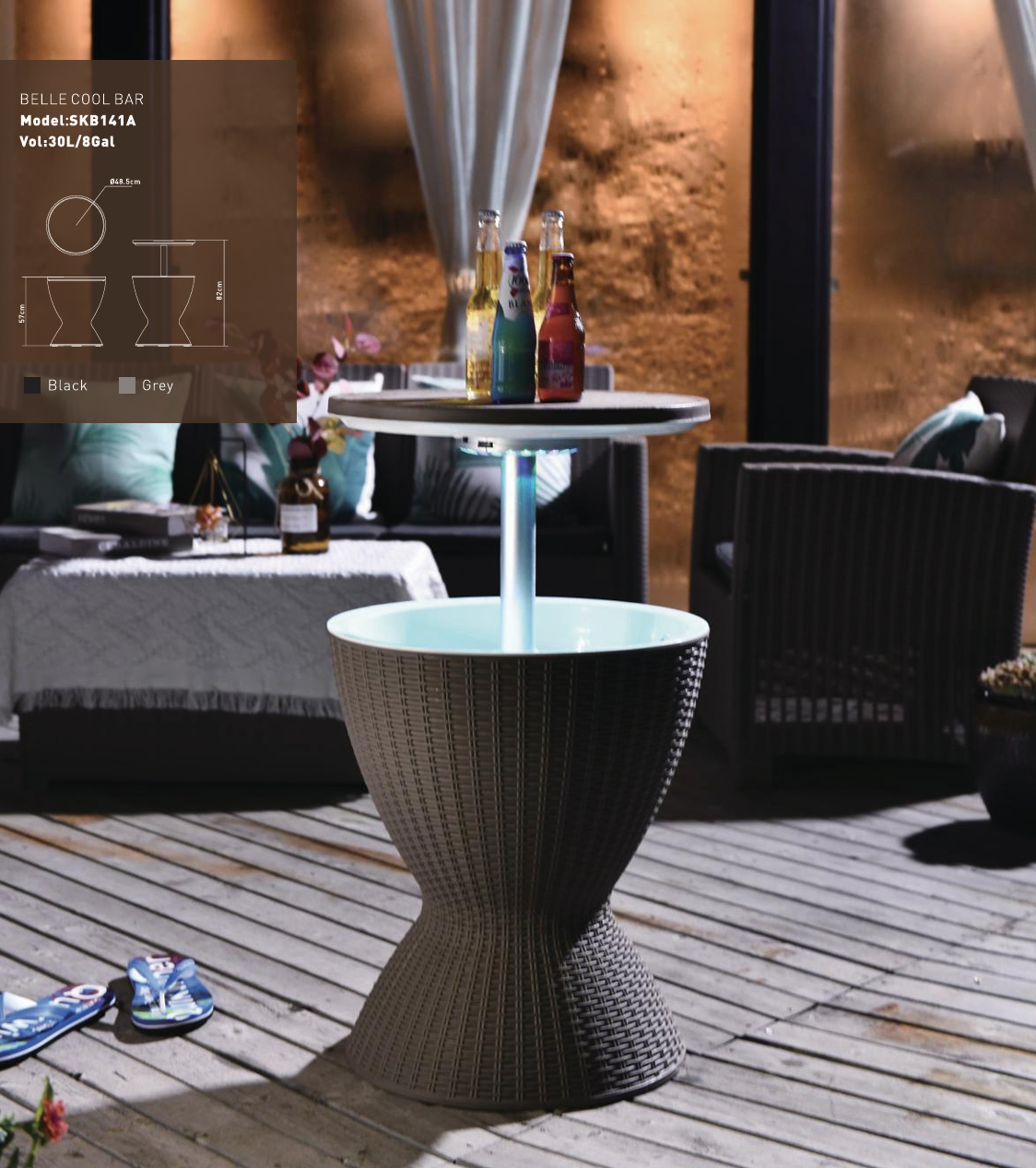 Outdoor 3-in-1 - Combines Cooler Cocktail Table And Coffee Table(30L)