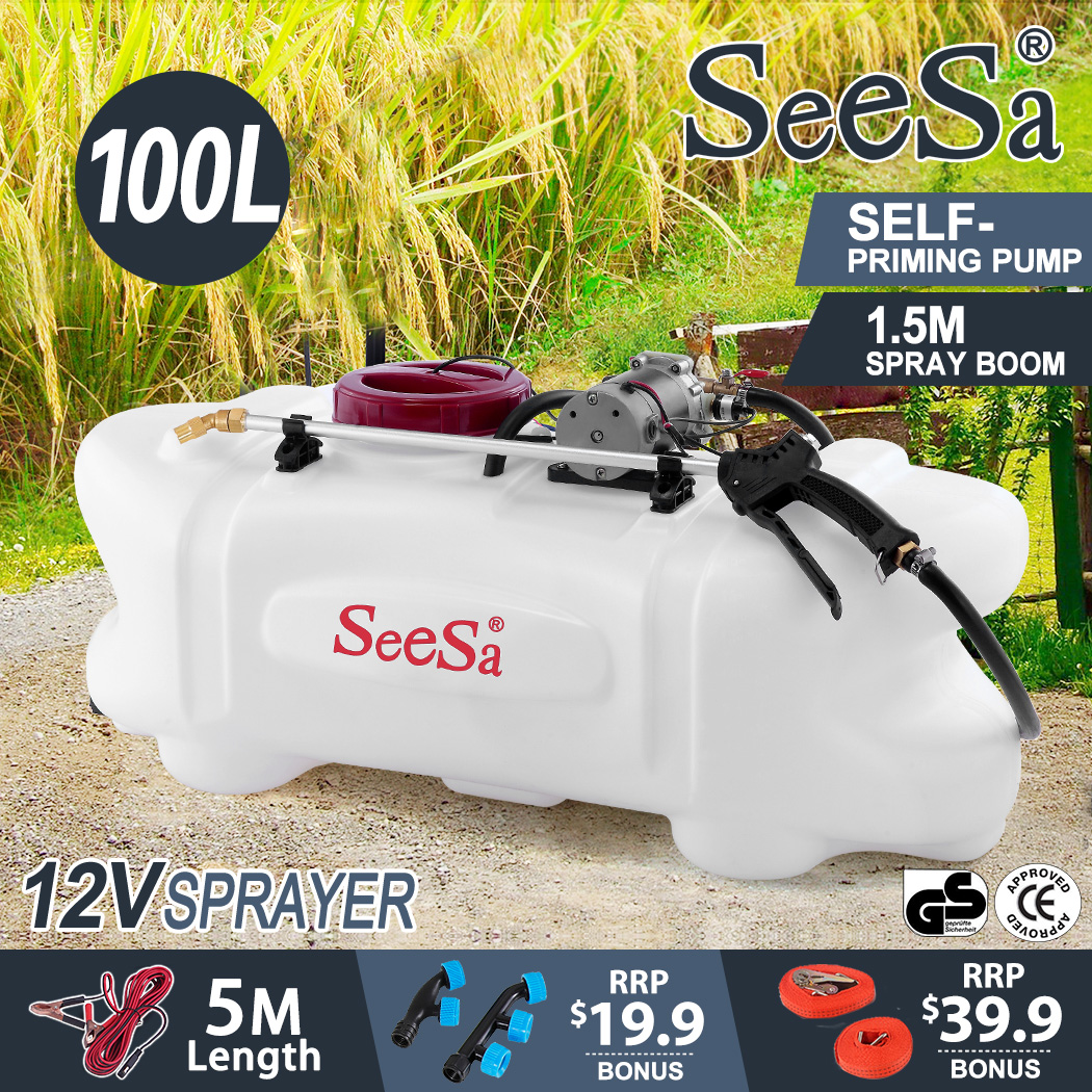 SEESA 100L ATV Spot Sprayer Weed Spray Garden Boom 12V Pump Tank Farm Chemical