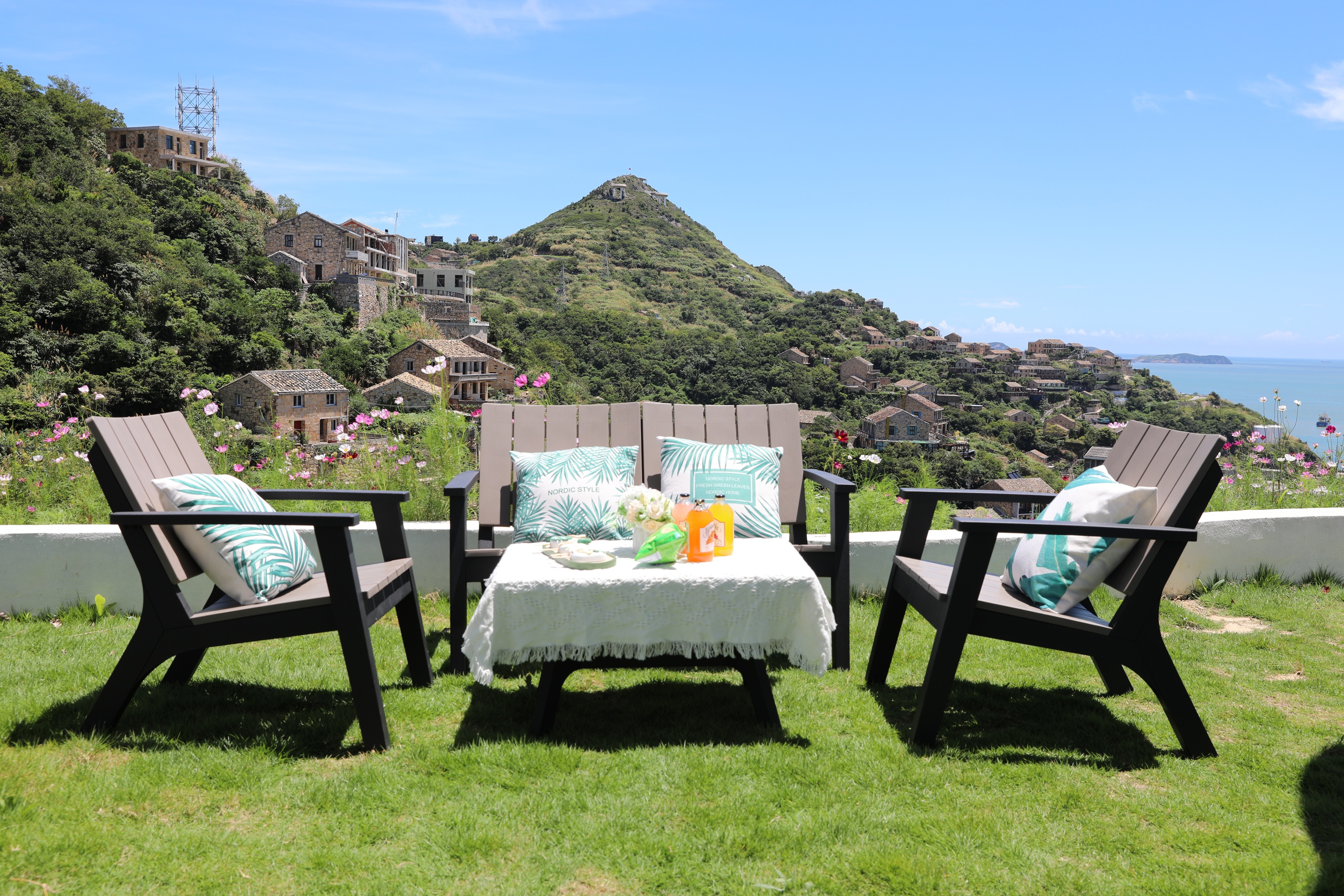 Outdoor Bondi Sofa Set with Two Single Chair + One Loveseat Sofa + One Table