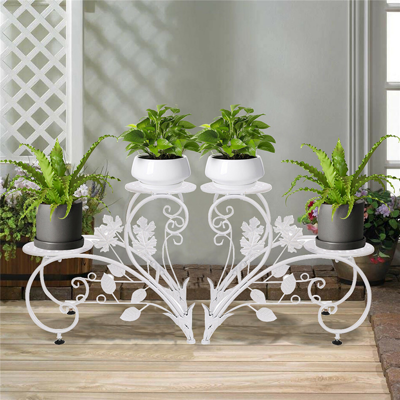 European Style 4-Pot Metal Plant Stand Flower Shelves