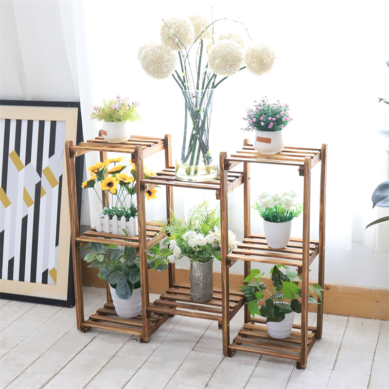 8 Tiers Wooden Plant Stand Flowers Planters Holder Shelf Rack