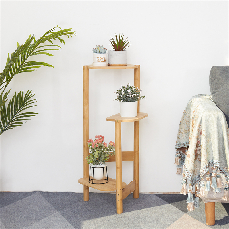 Aesthetic 3 Tier Bamboo Plant Stand Bonsai Flower Pot Holder