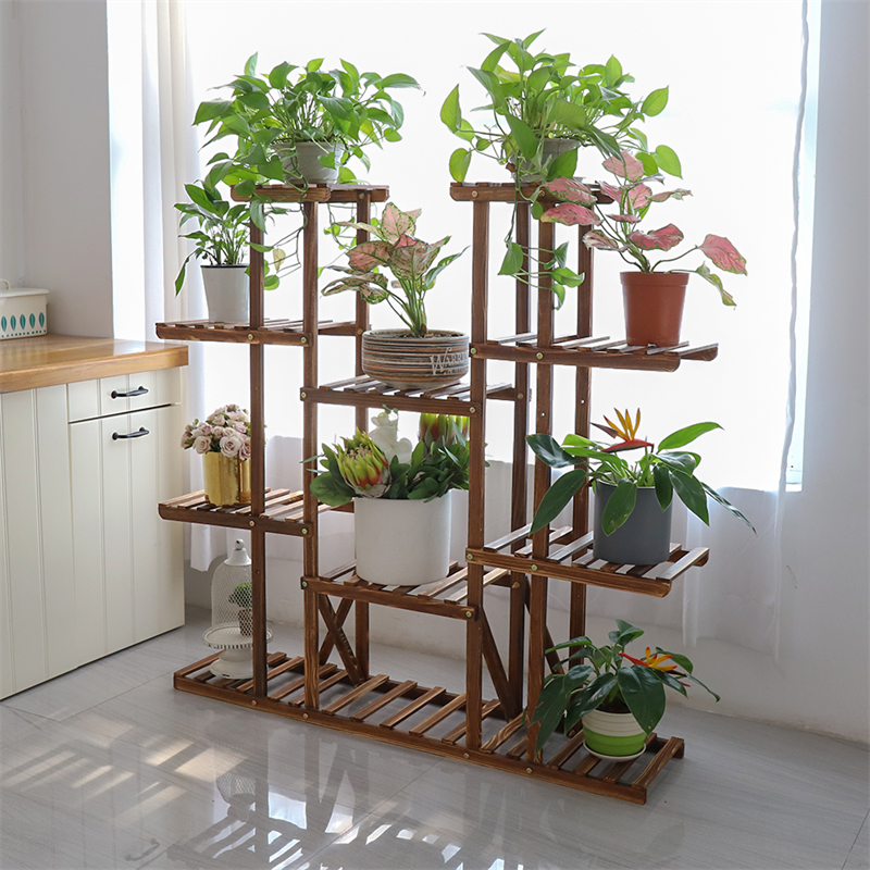 Extra Large Wood Plant Stand 17 Pot Flower Rack Tall Shelf Outdoor Garden Patio Balcony Storage
