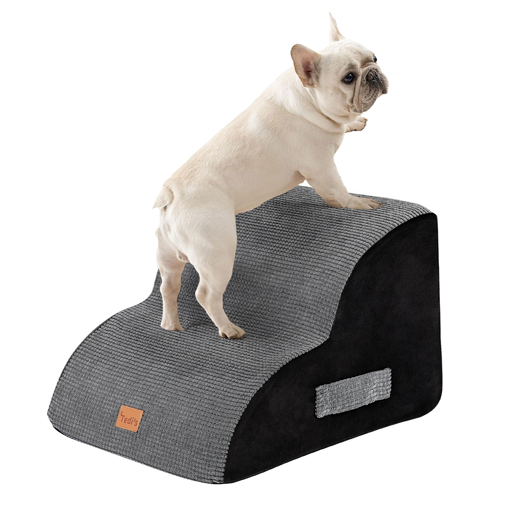 Tedi's 2-Steps Dog Stairs Ramp for Bed Couch Sofa Steps Removable Washable Portable Foam