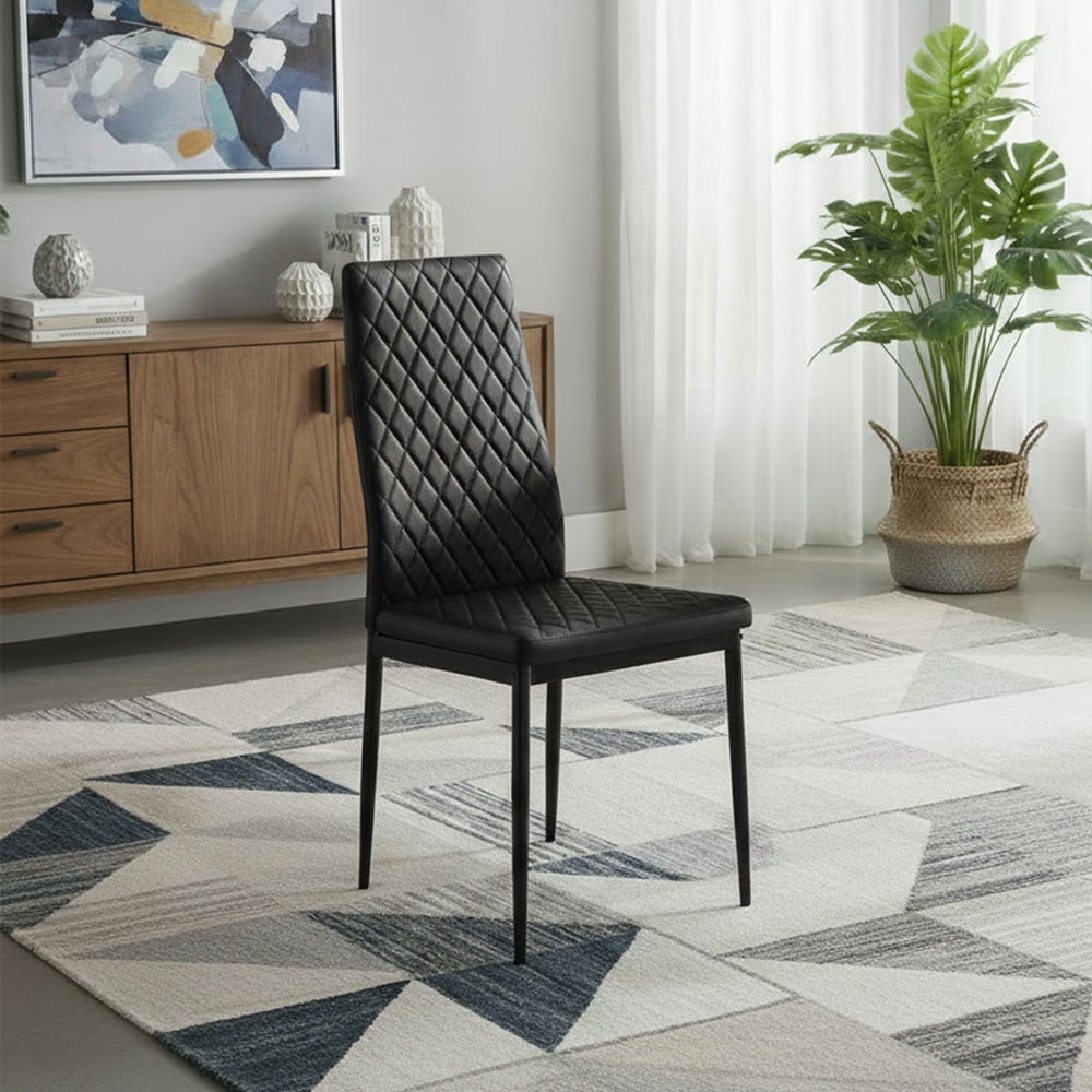 Dining Chair Set of 6 Leather Seat Black Kitchen Living Room Chair Bedroom Vanity Chair Desk Chair