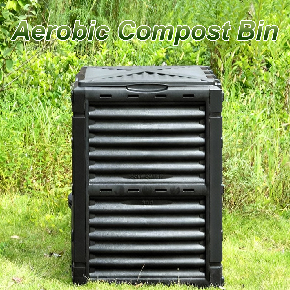 Modern Outdoor Compost Bin,Durable Plastic Weatherproof forWaste Recyc