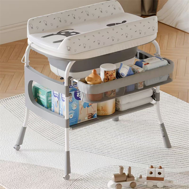 2-in-1 Baby Changing Table, Multifunctional Foldable Infant Care Stati