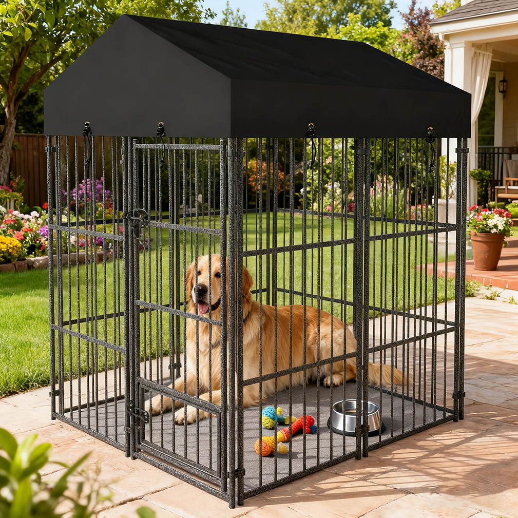 120x127x165cm Thicker Metal Outdoor Dog Kennel Pet Cage Crate Pens