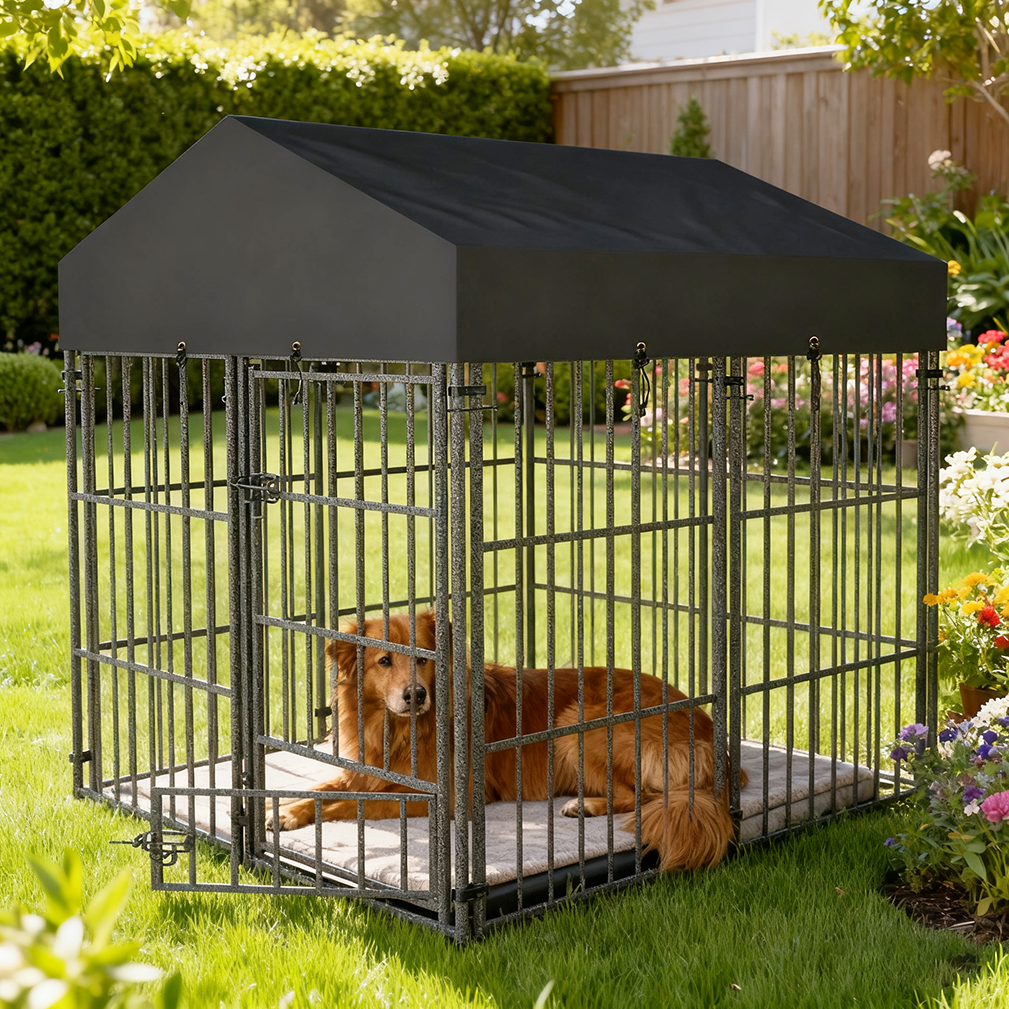 120x127x126cm Thicker Metal Outdoor Dog Kennel Pet Cage Crate Pens