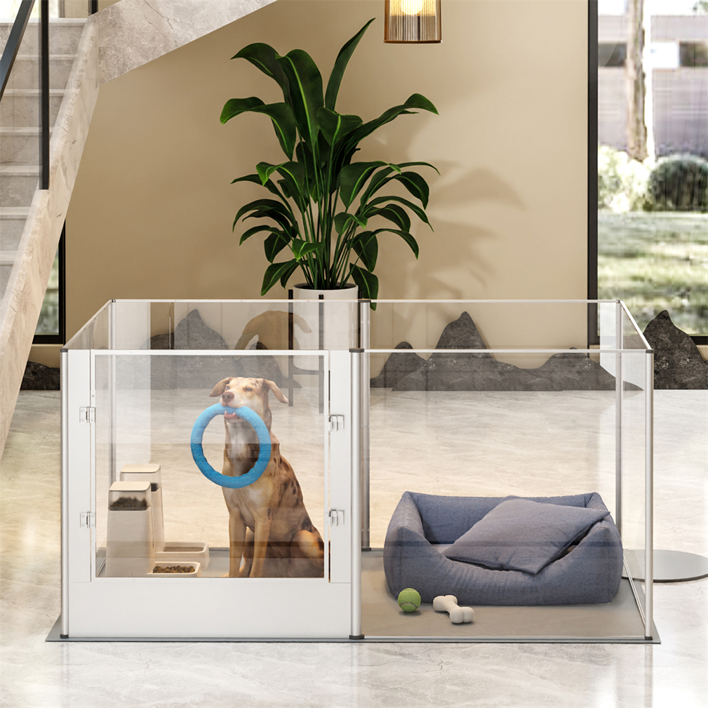 Large Tall Acrylic Pet Playpen Dog Whelping Box Fence w/ Door