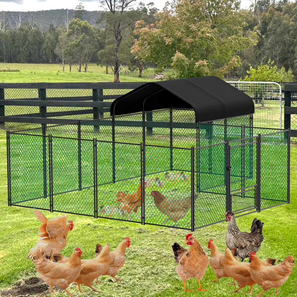 Large Iron Walk-in Chicken Run Coop Poultry Rabbit Kennel Hutch Pens