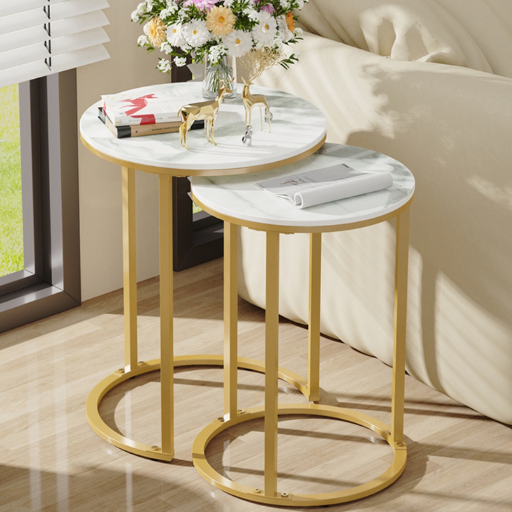 Nested coffee table, slim marble side table, entryway corner table