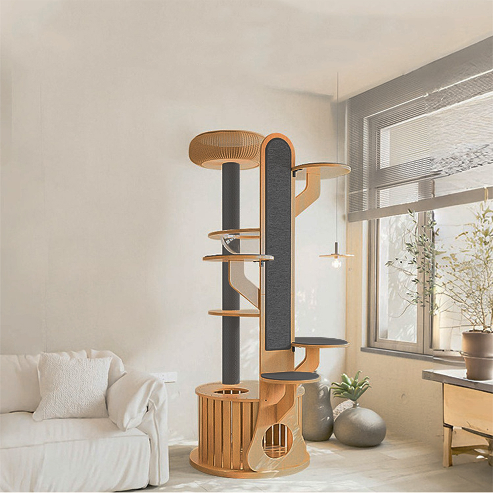 Multi-functional MDF cat tree, an elegant indoor decoration