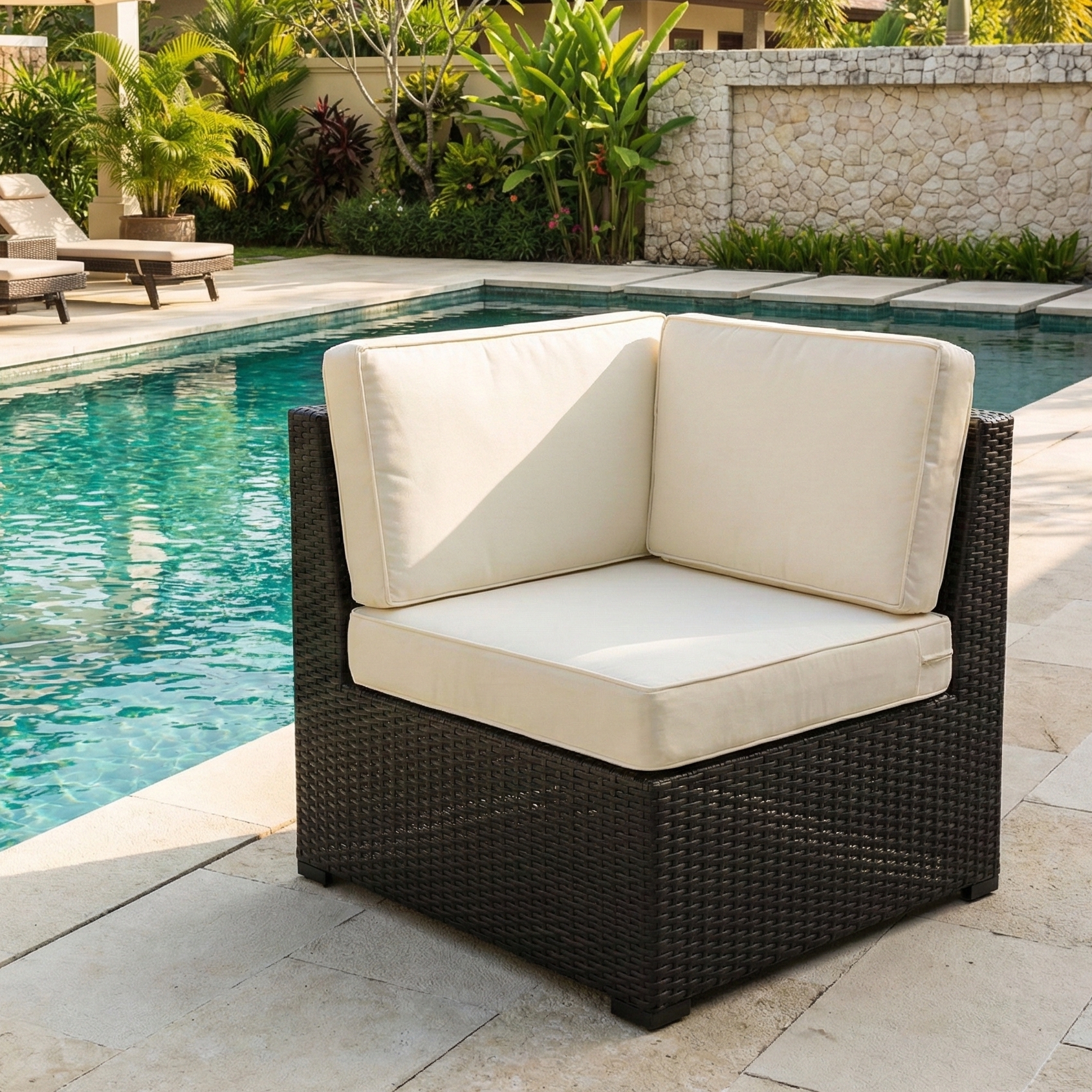 Modern Aluminum Outdoor Rattan Wicker Armless Chair with Cushion