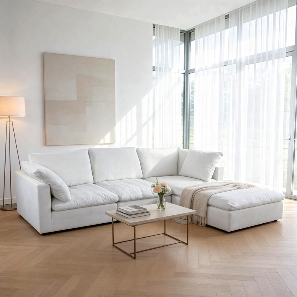 Oversized Modular Sectional Sofa with Movable Ottoman