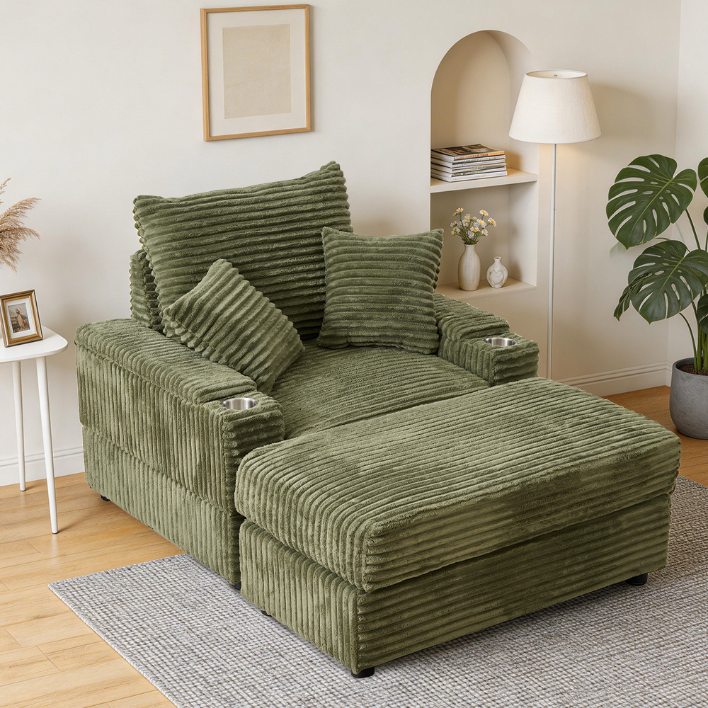 Accent Chair with Ottoman,Comfy Oversized Single Sofa
