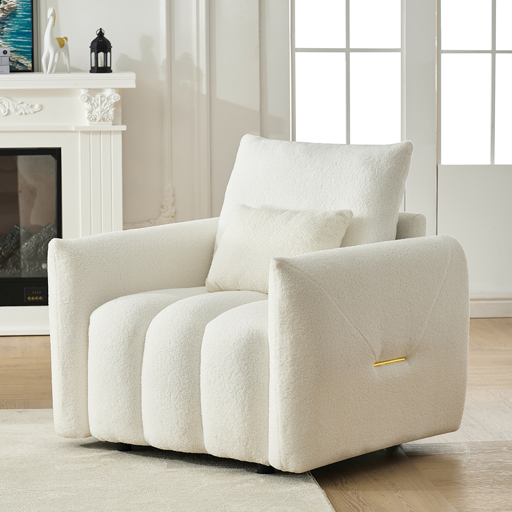 35 "Teddy fabric sofa, modern lounge chair, upholstered with a pillow