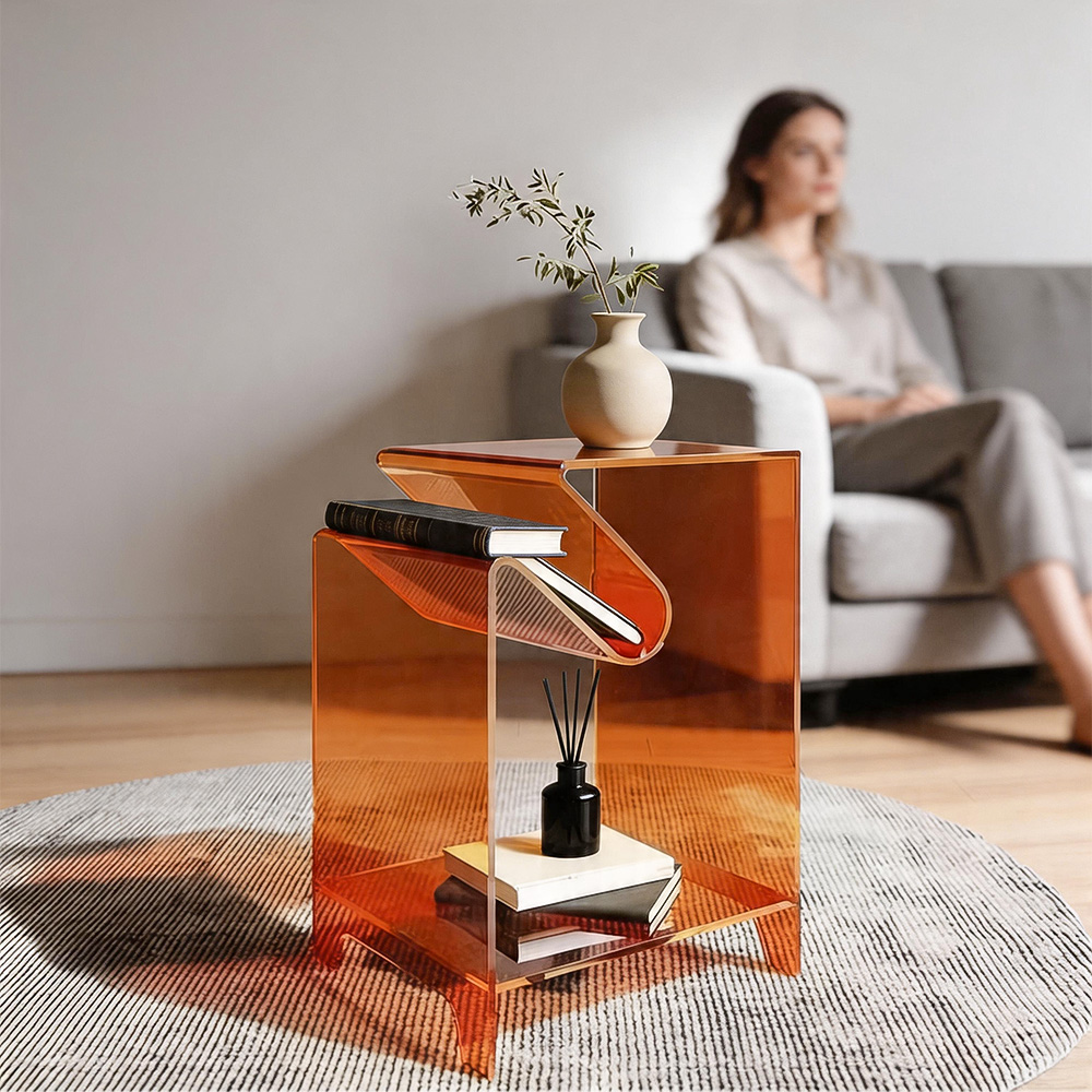 Acrylic Side Table,Bedside Table Nightstand for Bedroom Living Room