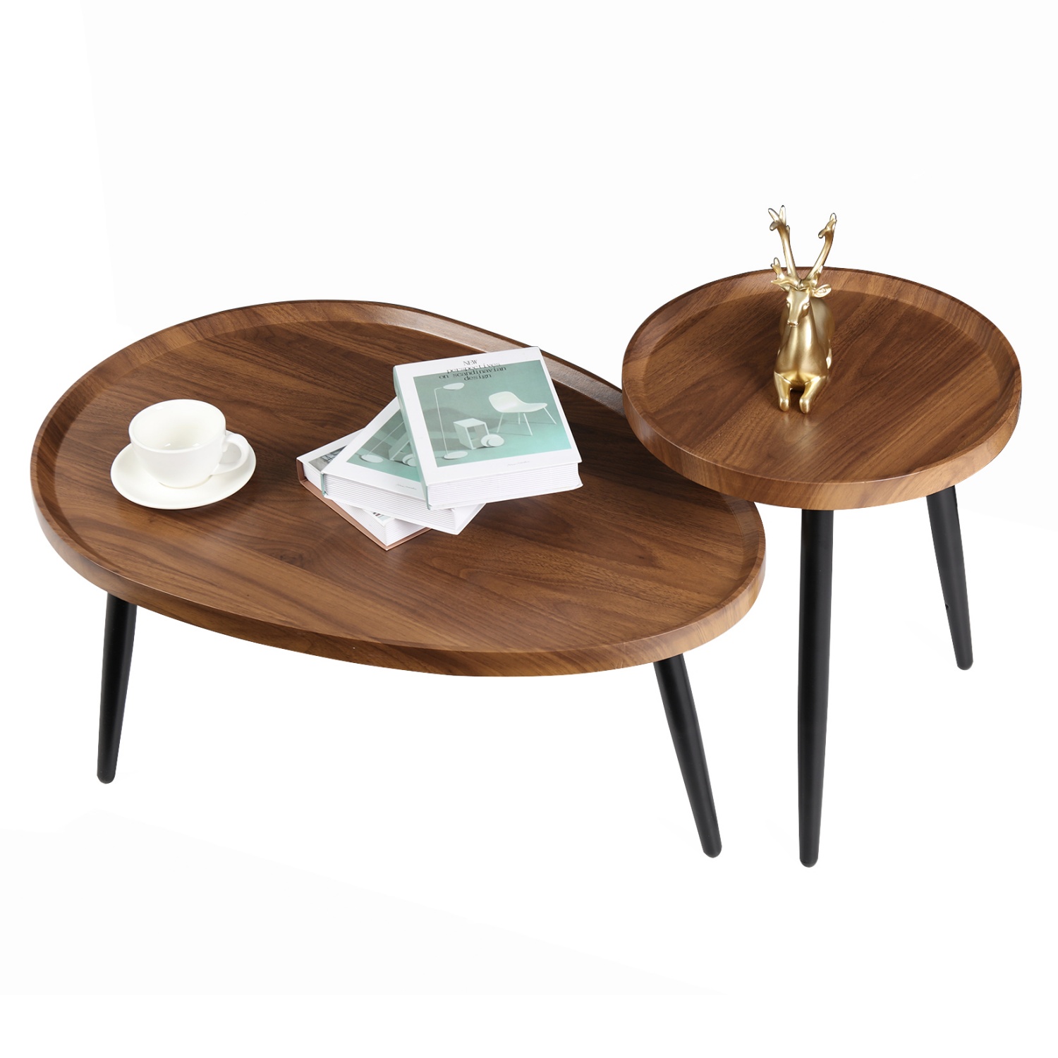 Set of 2 Nesting Coffee Table End Side Tables for Living Room Bedrooms