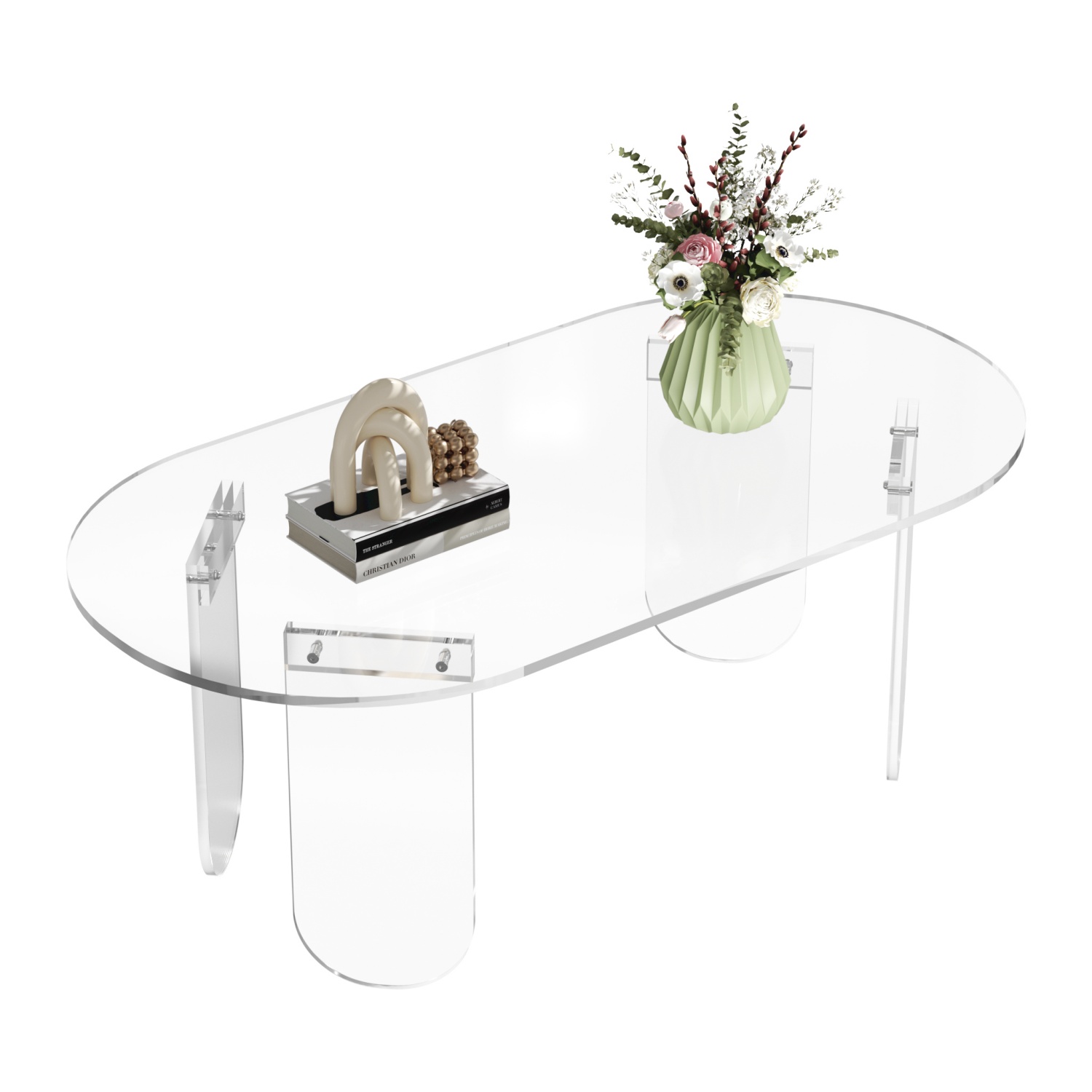 Acrylic Coffee Table for Living Room, Oval