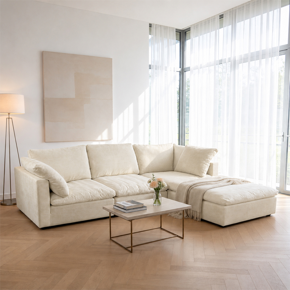 Oversized Modular Sectional Sofa with Movable Ottoman