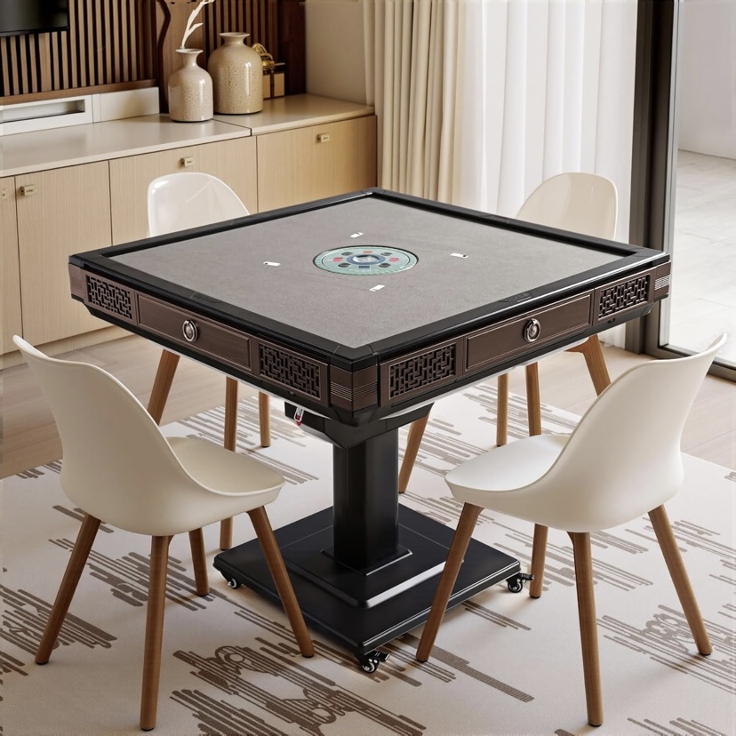 Eeeza Automatic Mahjong Table with 2 Set of Tiles, Drum-type, Black