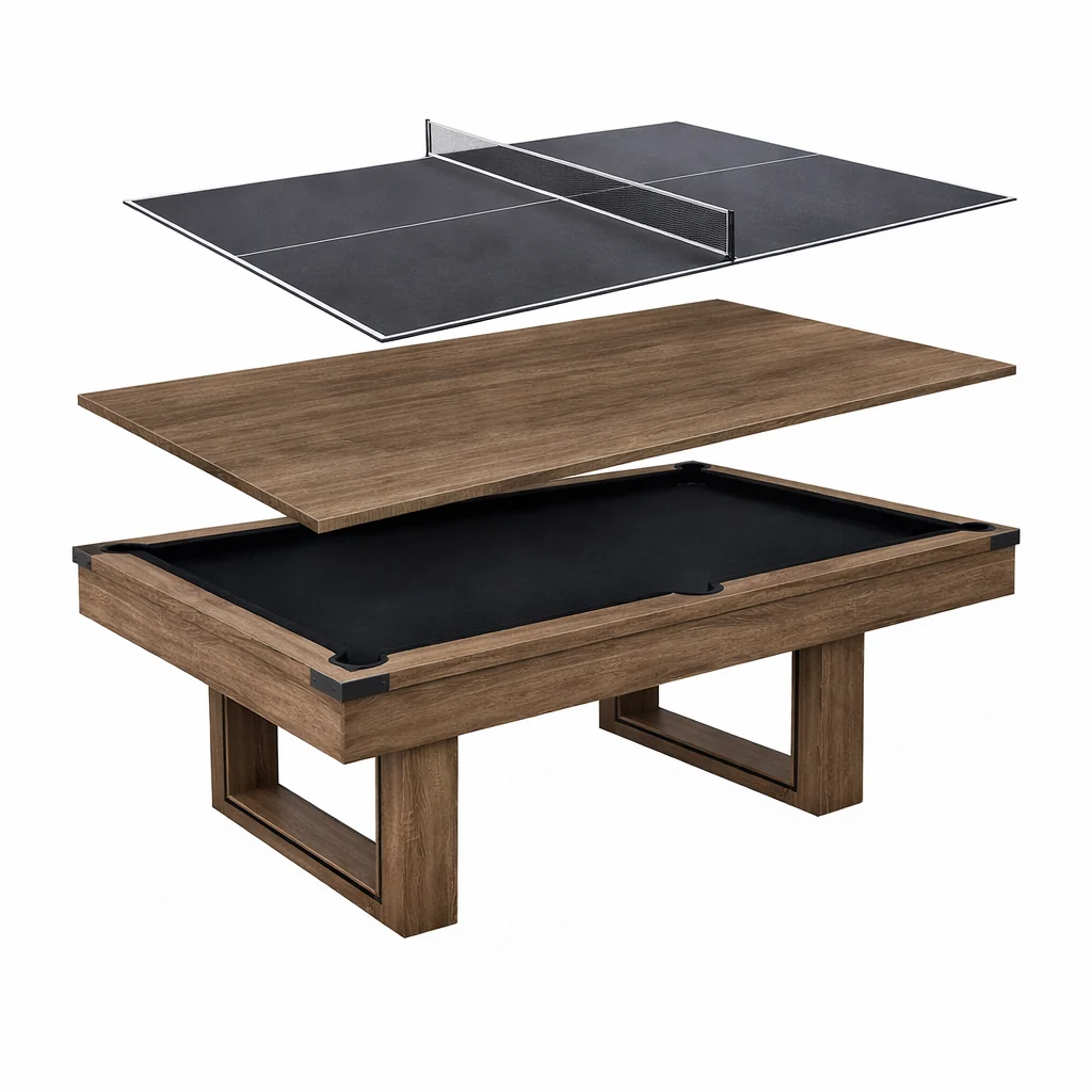 Ocala 3 In 1 Pool Table with Dining and Table Tennis Tabletop, 7Ft