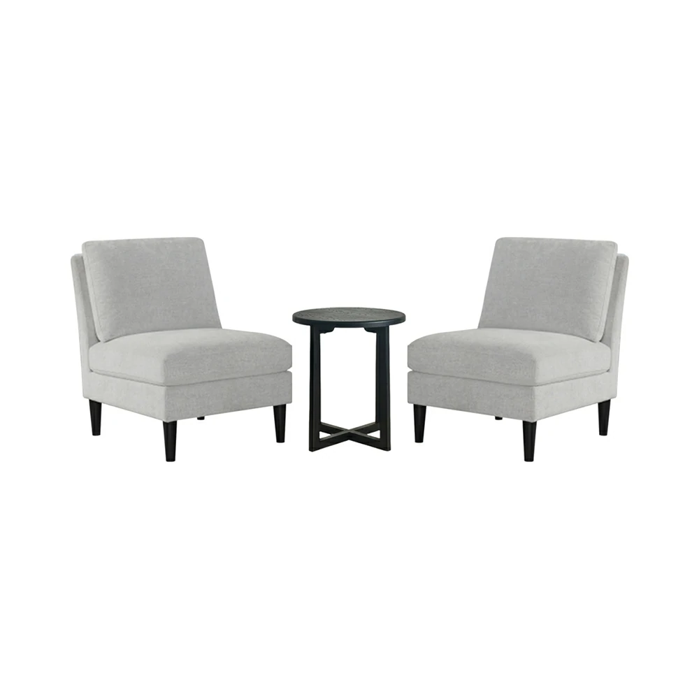 Brio Classic Sofa Chair and Coffee Table Set, Fabric and Wood