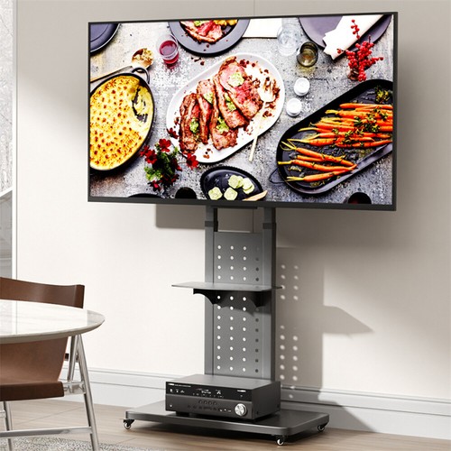 32"-65" Heavy Floor TV Stand Rotating Mobile TV Mount Bracket Height Adjustable