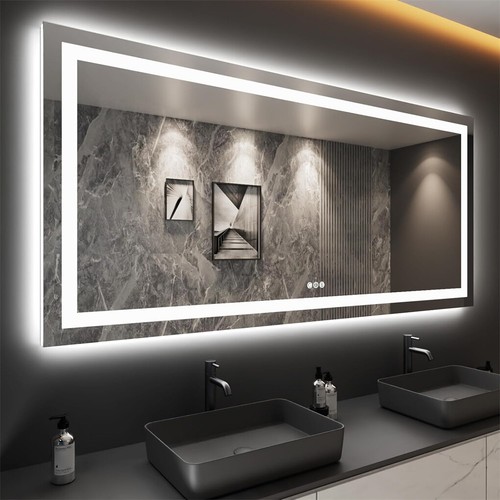 LUVODI Dual Lights LED Bathroom Mirror Anti-fog Makeup Mirror IP65