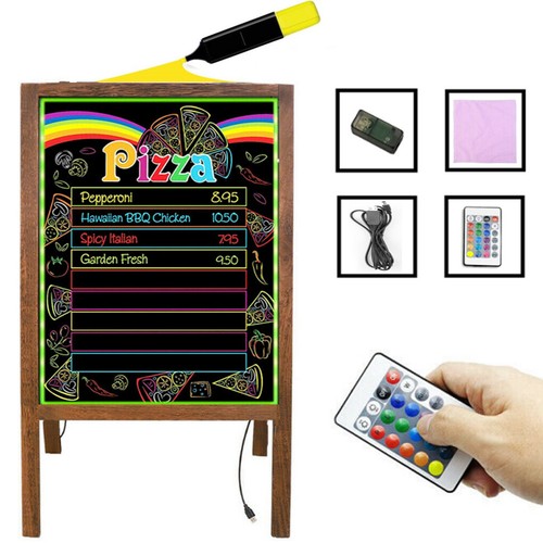 LED Message Writing Board Flashing Illuminated Erasable Neon Sign Sandwich Board