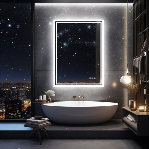 70/80/90CM XXL Bathroom Mirror LED Dimmable Makeup Vanity Mirror IP65