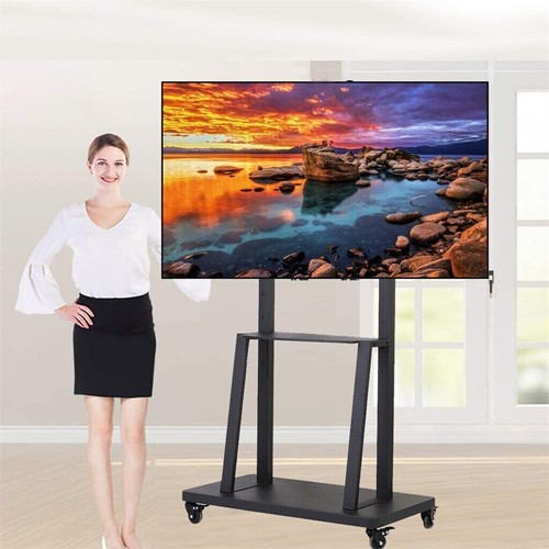 Mobile TV Cart for 32-100" Height Adjustable Rolling Floor TV Stand w/ Dual Tray